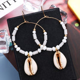 Sea Shell Earrings For Women Gold Color Trendy Metal Shell Cowrie Statement Dangle Earrings New Summer Beach Jewelry