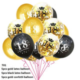 Black Gold Birthday Decoration Balloons Happy Birthday Banner Tinsel Garland Confetti for Adult 18 Birthday Party Decoration