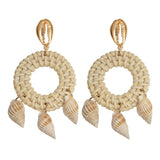 Sea Shell Earrings For Women Gold Color Trendy Metal Shell Cowrie Statement Dangle Earrings New Summer Beach Jewelry