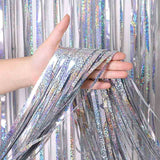 2M 3M 4M Metallic Foil Fringe Shimmer Backdrop Wedding Party Wall Decoration Photo Booth Backdrop Tinsel Glitter Curtain Gold