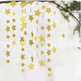 Cifeeo  22PC/Lot 4M Paper Banner Gold/Silver/Blue/Pink Glitter Star Paper Garland Banner Birthday/Wedding Party Home Decoration Supplies