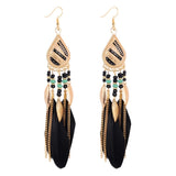 ZOSHI  Long Tassel Fashion Feather Style Ethnic Boho Big Dangle Statement Earring Wedding Earrings Accessories Wholesale