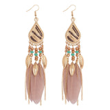 ZOSHI  Long Tassel Fashion Feather Style Ethnic Boho Big Dangle Statement Earring Wedding Earrings Accessories Wholesale