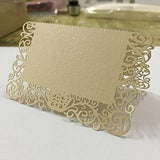 50pcs Laser Cut Wedding Party Table Name Place Cards Chic Pearlescent Lace Favor Message Setting Card Wedding Birthday Supplies