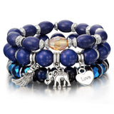 4pcs/set Fashion Multilayer Crystal Lava Stone Beads Wing Tassel Bracelets & Bangles Pulseras Mujer Jewelry for Women Gift
