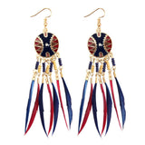 ZOSHI  Long Tassel Fashion Feather Style Ethnic Boho Big Dangle Statement Earring Wedding Earrings Accessories Wholesale