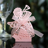 50pcs Angel Girl Laser Cut Hollow Carriage Favor Gifts Candy Boxes With Ribbon Custom Baby Shower Wedding Party Favor Decoration