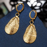 Sea Shell Earrings For Women Gold Color Trendy Metal Shell Cowrie Statement Dangle Earrings New Summer Beach Jewelry