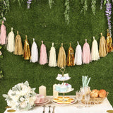 Cifeeo  5Pcs Wedding Decoration  Rose Gold Tissue Paper Tassels Garland Bachelorette Birthday Party Baby Shower Anniversary Decor