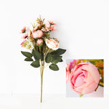 Christmas Gift Vintage artificial flower small roses bouquet wedding home decoration DIY retro silk fake flower party autumn decor high quality
