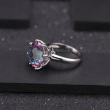 Cifeeo Classic Round Natural Rainbow Mystic  Fine Jewelry For Women Wedding Colorful Rings