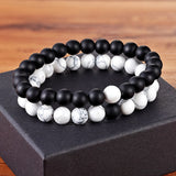 Hot Couples Distance Bracelet Natural Stone White Black Yoga Beaded Bracelets for Men Women Friend Gift Charm Strand Jewelry