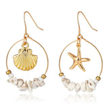 Sea Shell Earrings For Women Gold Color Trendy Metal Shell Cowrie Statement Dangle Earrings New Summer Beach Jewelry