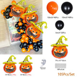 105pcs/Set Halloween Pumpkin Head Balloon Garland Arch Kit Foil Ballons Orange Black Latex Globos Halloween Theme Party Decors