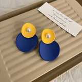 Cifeeo Korean New Style Simple Blue Bow Earrings Fashion Versatile Geometric Earrings Female Jewelry