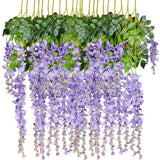 Cifeeo Christmas Gift 12Pcs / Wisteria False Silk Wreath Arch Wedding DIY Family Garden Office Party Decoration Pendant Wall Decoration