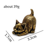 Vintage Brass Cute Cat Pocket Incense Holder Small Tea Pet Ornament Animal Pussycat Figurines Miniatures Desk Decorations Gifts