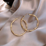 Design Sense Metal Golden Bamboo Shape Big Hoop Earrings For Woman 2020 New Fashion Korean Jewelry Wedding Party Unusual Earring