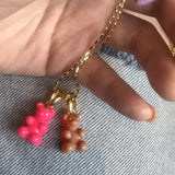 Candy Color Gummy Bear Resin Pendant Necklace for Women Simple Golden Metal Chain Necklace Female Fashion Jewelry Gifts