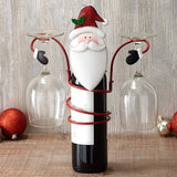 Christmas Gift Christmas Wine Glass Holder Tabletop Decoration Holiday Wine Bottle Glass Holders Countertop Bar Kitchen Tableware Decor Supplie