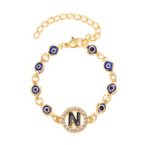 Christmas Gift Turkish Lucky Evil Eye Bracelet Gold Color Bangle Rhinestone Blue Eyes Letter Bracelet For Women Men Couple Gothic Jewelry