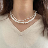 2023 Cifeeo Trendy Big White Imitation Pearl Open Choker Necklace For Women Clavicle Chain Fashion Necklace Wedding Jewelry Collar Gift