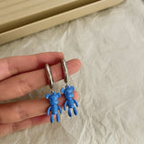 Cifeeo Korean New Style Simple Blue Bow Earrings Fashion Versatile Geometric Earrings Female Jewelry