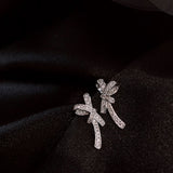 new inlaid zircon Bow Earrings Korean sexy women jewelry temperament Party Wedding Earrings Fashion student Earrings