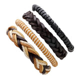 ZOSHI 4-6PC Vintage Multilayer Leather Bracelet For Men Fashion Braided Handmade Rope Wrap Bead Charm Woven Bracelets Male Gift