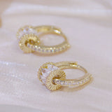 Good Luck Implication Earring for Women High Quality Rotatable Bling Zirconia Clip Earring Brincos