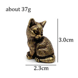 Vintage Brass Cute Cat Pocket Incense Holder Small Tea Pet Ornament Animal Pussycat Figurines Miniatures Desk Decorations Gifts