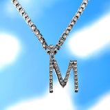 A-Z Custom Rhinestone Tennis Chain Letter Necklace for Women Men HipHop Jewelry Alphabet Pendant Necklace Choker Chain Wholesale