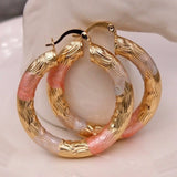 Trendy Gold Filling Hoop Earrings for Women Filled - Crude Tube Swirl Multilayer Circle 3-Color Plated Wedding Earring Jewelry