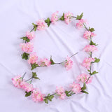 Artificial Flowers Silk Wedding Arch Fake Sakura Plastic Vine Hanging Ceiling Garland Cherry Blossom Home Pipe Backdrop Decor