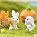 4pcs/set Rabbit Model Cartoon Animal Figurine Dollhouse Miniature Fairy Home Garden Decoration Resin Mold Easter Desktop Craft