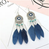 ZOSHI  Long Tassel Fashion Feather Style Ethnic Boho Big Dangle Statement Earring Wedding Earrings Accessories Wholesale