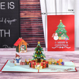 Merry Christmas Cards Christmas Tree Winter Gift Pop-Up Cards Christmas Decoration  Stickers Laser Cut New Year Greeting Cards