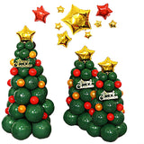 Cifeeo Christmas Tree Balloons Pillar Green Red Chrome Gold Latex Balloon DIY Balloon Christmas Tree for Christmas Anniversary Decorati