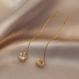 Cifeeo New Elegant Hollow Out Zircon Flower Long Earrings Fashion For Woman Korean Jewelry Luxury Party Girl's Unusual Earrings