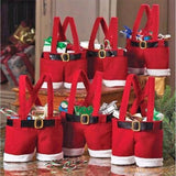 Christmas Trouser Bag Santa Pants Rompers Large Handbag Red Wine Cover Candy Bag Gift Xmas Decorations For Home Party Wholesale