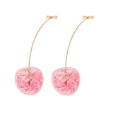 Fashion Cherry Earrings for Women Elegant Dried Flower Resin Cherries Pendant Earrings Wholesale Jewelry