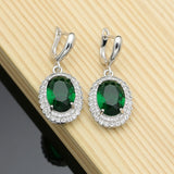 Cifeeo  Earrings For Women Natural Green Cubic Zirconia White Round Stone Jewelry