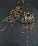 CIFEEO Gothic Quartz Hoop Earrings -Geometric Earrings -Witch Goth Statement Earrings Bohemia Earrings