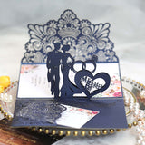 10pcs European Laser Cut Wedding Invitations Card 3D Tri-Fold Diamond Ring Elegant Greeting Card Wedding Party Favor Decoration