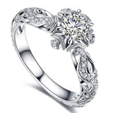 Trendy Women Rings Metal Silver Color Zircon Crystal Princess Wedding Rings for Women Charm Bridal Party Engagement Jewelry Gift