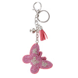 Heart Keychain Leather Tassel Key Holder Metal Crystal Key Chain Keyring Charm Auto Pendant Gift