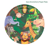 PARTIMATE Disposable Party Tableware Sets Jungle Animals Birthday Party Kids Disposable Plate Table Cloth Children Party Set