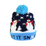 1Pc LED Christmas Hats Sweater Knitted Beanie Christmas Santa Light Up Winter Hat for Kids Adults Christmas Party Warmer Cap