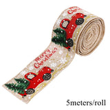 Christmas Gift 2M/5M Christmas Red Car Ribbon 5cm Wide Merry Xmas Crafts Ribbon for DIY Christmas Gift Wrapping Home Wreath Bow Decoration