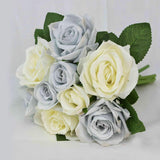 9pcs/set 4cm 7cm Silk Rose Flower Bouquet Real Touch Fake Flowers for Wedding Decoration Bridal Hold Bouquet Home Garden Supplie
